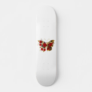 Schmetterling mit roter Blume und rote Rosen Skateboard