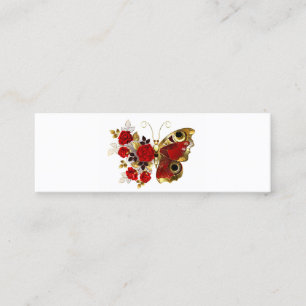Schmetterling mit roter Blume und rote Rosen Telefonnummerkarte