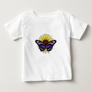 Schmetterling mit Sonnenblume Baby T-shirt