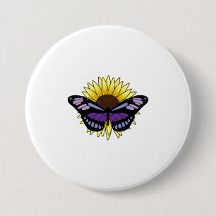 Schmetterling mit Sonnenblume Button