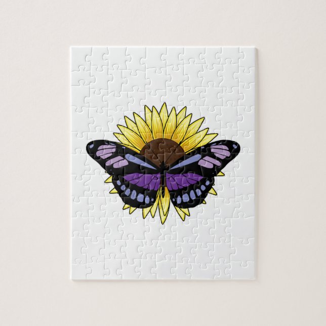 Schmetterling mit Sonnenblume Puzzle (Vertikal)