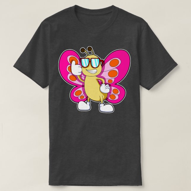 Schmetterling mit Sonnenbrille T-Shirt (Design vorne)