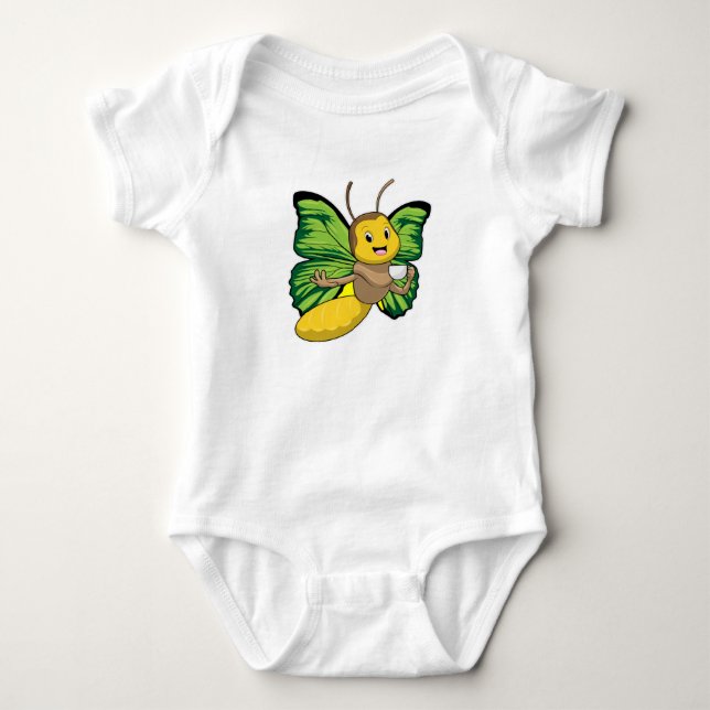 Schmetterling mit Tasse Kaffee Baby Strampler (Vorderseite)