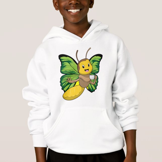 Schmetterling mit Tasse Kaffee Hoodie (Vorderseite)