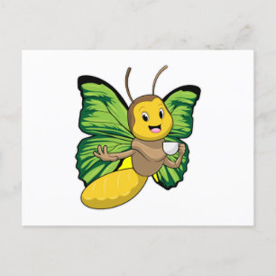 Schmetterling mit Tasse Kaffee Postkarte