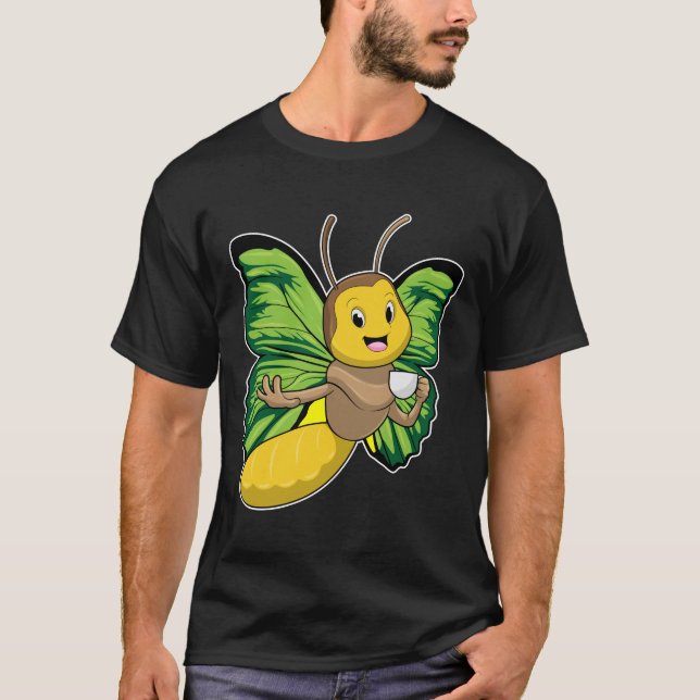 Schmetterling mit Tasse Kaffee T-Shirt (Vorderseite)