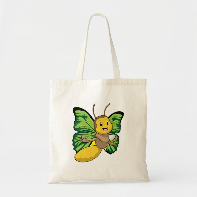 Schmetterling mit Tasse Kaffee Tragetasche (Vorne)