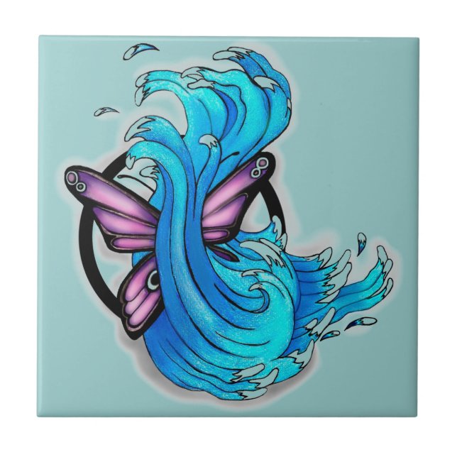 Schmetterling mit Wellen Fliese (Vorderseite)