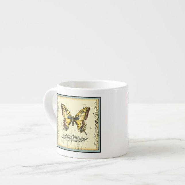 Schmetterling mit Wildblumen Espressotasse (Vorderseite Links)