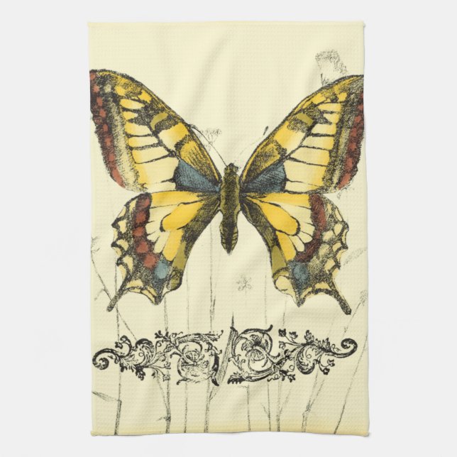 Schmetterling mit Wildblumen Handtuch (Vertikal)