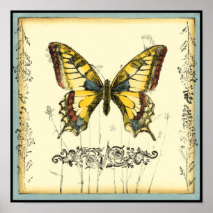 Schmetterling mit Wildblumen Poster