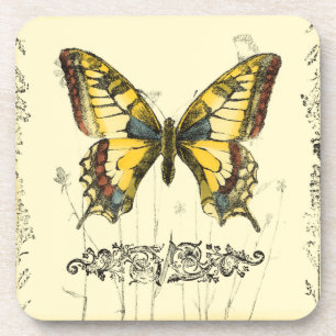 Schmetterling mit Wildblumen Untersetzer