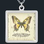 Schmetterling mit Wildblumen Versilberte Kette<br><div class="desc">Dieses Stück von Jennifer Goldberger ist Gegenstand eines bunten,  dekorativen Schmetterlings. Wildblumen werden an den Seiten und unter dem riesigen Schmetterling gezeichnet. Eine schöne pastellfarbene Grenze rundet die Szene ab. Bestellen Sie noch heute Ihren Ausdruck!</div>