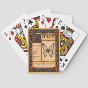 Schmetterling, mittelalterliche Bestiarien-Kunst Spielkarten