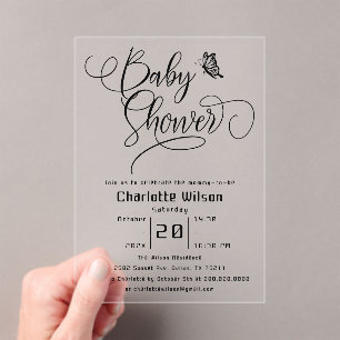 Schmetterling Moderne Minimalistische Babyparty Acryleinladungen
