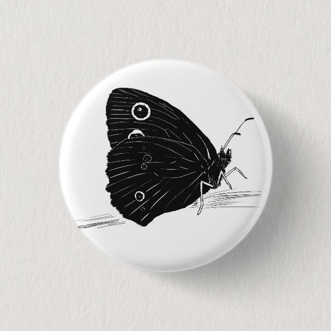 Schmetterling Monochrom Button (Vorderseite)