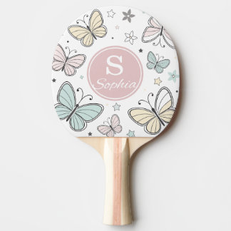 Schmetterling-Monogramm Geschenk für Mädchen perso Tischtennis Schläger