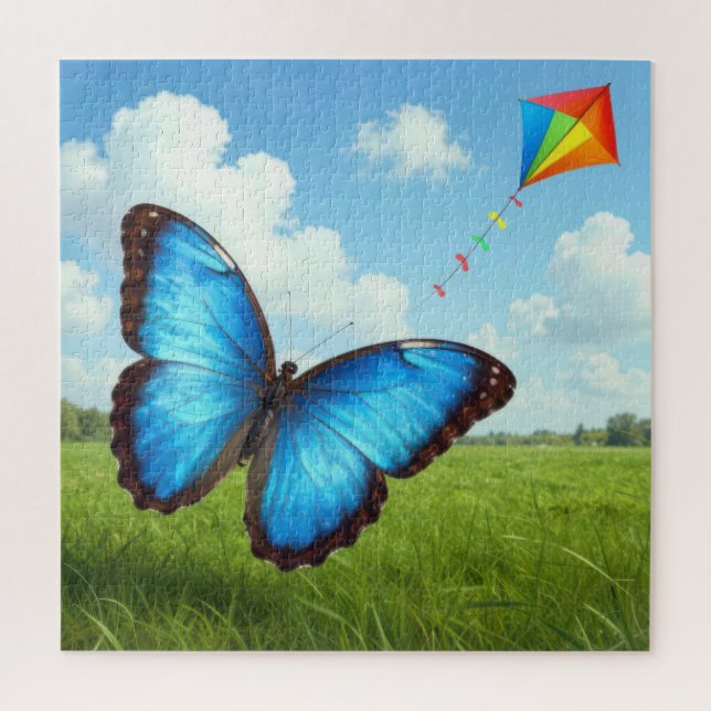 Schmetterling Morpho fliegt einen Drachen Puzzle (Vertikal)