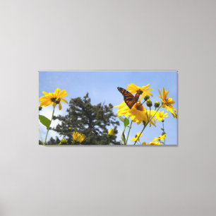 Schmetterling N Sonnenblumen überwölbte Leinwand