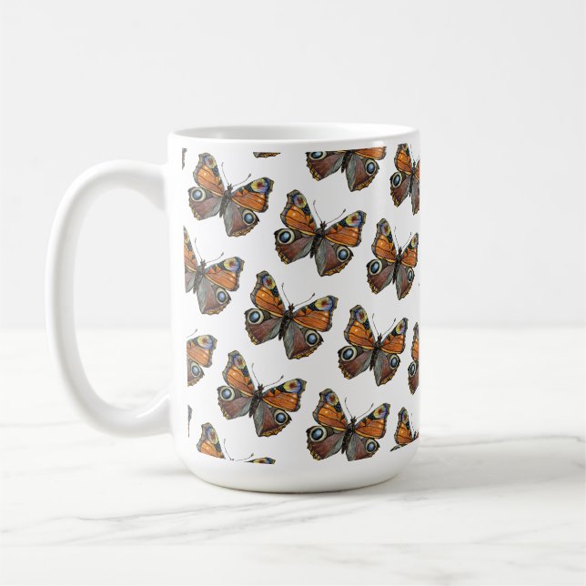 Schmetterling nah hoch, Aquarellbild Kaffeetasse (Links)