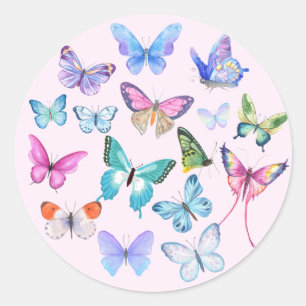 Schmetterling, Natur, Quelle, Rosa, Brautparty Runder Aufkleber