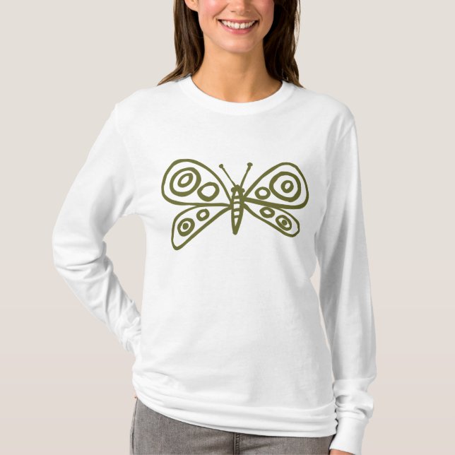 Schmetterling - Olivenöle T-Shirt (Vorderseite)