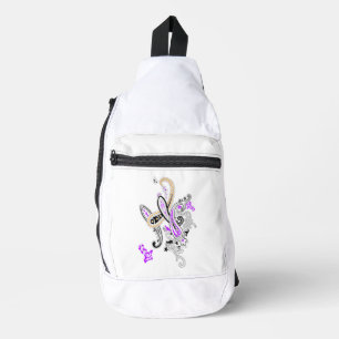 Schmetterling-Paisley-Schultertasche   Lila Blumen Crossbody Bag
