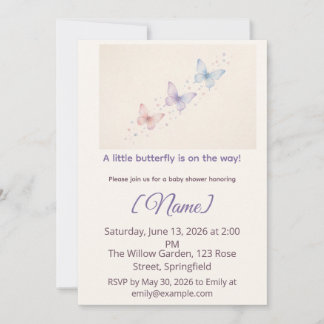 Schmetterling Pastell-Baby-Party, editierbar Einladung