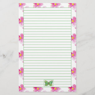 Schmetterling Pastellrosa Blume Briefpapier