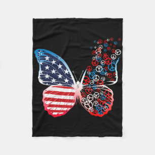 Schmetterling Patriotische Friedenszeichen 4. Juli Fleecedecke