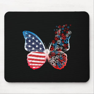 Schmetterling Patriotische Friedenszeichen 4. Juli Mousepad