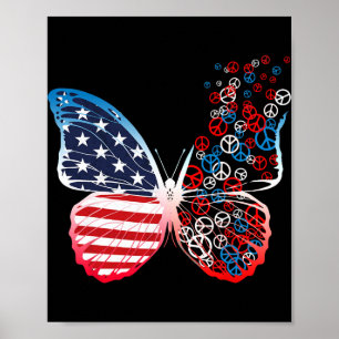 Schmetterling Patriotische Friedenszeichen 4. Juli Poster