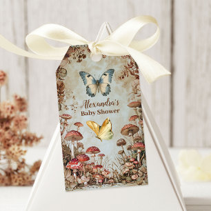 Schmetterling Pilz Wald Natur Baby Shower Geschenkanhänger