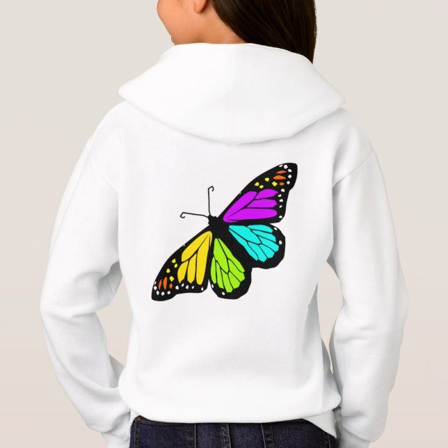 Schmetterling Regenbogen-Himmel Blume Freundin Fam Hoodie (Rückseite)