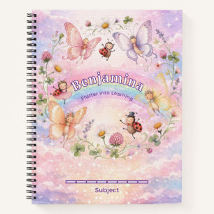 Schmetterling Regenbogen Mädchen Rosa Florale Fant Notizbuch