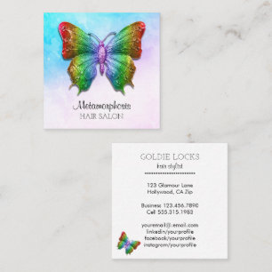 Schmetterling Regenbogenfarben Soziale Medien Quadratische Visitenkarte