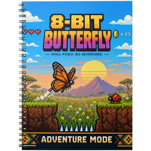 Schmetterling, Retro-8-Bit-Pixel-Art Notizblock