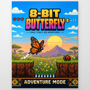 Schmetterling, Retro-8-Bit-Pixelkunst Postkarte