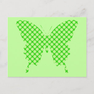 Schmetterling, Retrodots, Limettengrün Postkarte