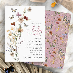 Schmetterling Rosa Babyparty Einladung