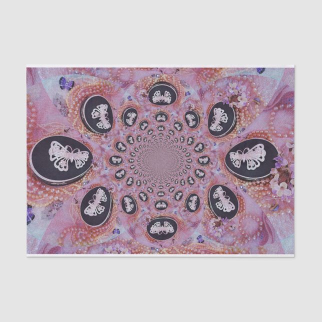 Schmetterling Rosa Chic Elegante Abstrakte Perlen Seidenpapier (Vorderseite)
