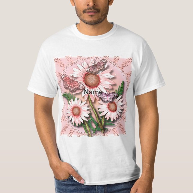 Schmetterling Rosa Gänseblümchen  T-Shirt (Vorderseite)