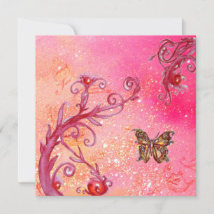 SCHMETTERLING, ROSA GLITZER Elegante Hochzeitsfeie Einladung