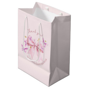 Schmetterling Rosa Schleife Baby Shower Mittlere Geschenktüte