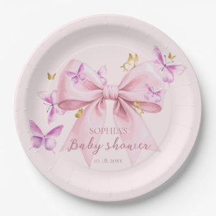Schmetterling Rosa Schleife Baby Shower Pappteller
