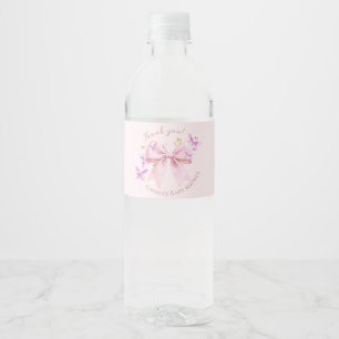 Schmetterling Rosa Schleife Baby Shower Wasserflaschenetikett