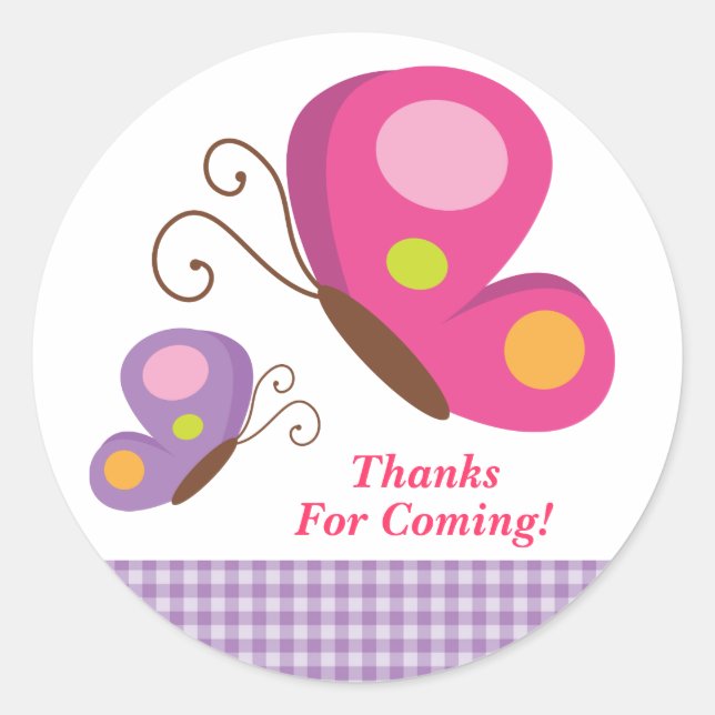 Schmetterling - Rosa und Lila Aufkleber (Vorderseite)