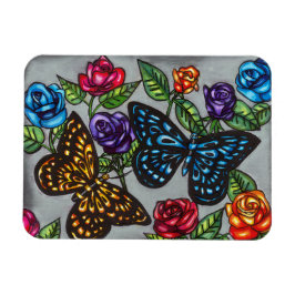 Schmetterling-Rose Blume Originalität zeichnend Na Magnet
