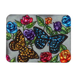 Schmetterling-Rose Blume Originalität zeichnend Na Magnet