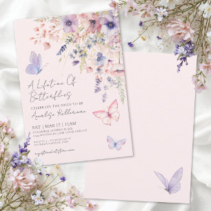 Schmetterling Röten Rosa Floral Brautparty Einladung